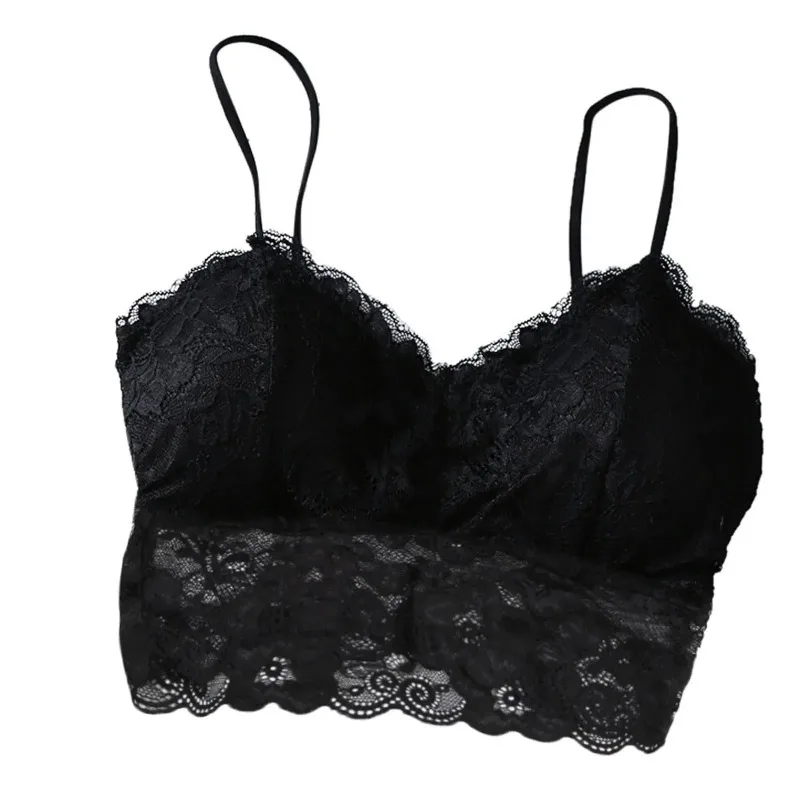 Summer Women Lace Sexy Top Sun Sleeveless Tops padded Bralette Bra Bustier Zipper Back Club Crop Tank lingerie женское белье
