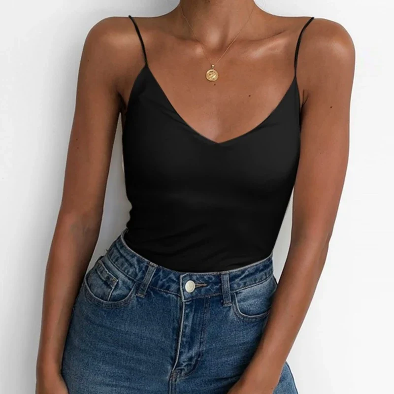 Summer Sexy Women Thin Wild Solid Camis Vest Tank Tops Female Strap Basic Tops Slim Sleeveless Camisole