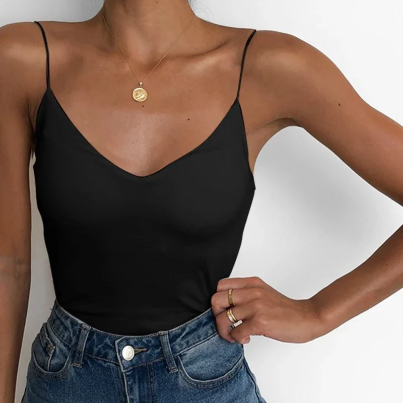 Summer Sexy Women Thin Wild Solid Camis Vest Tank Tops Female Strap Basic Tops Slim Sleeveless Camisole