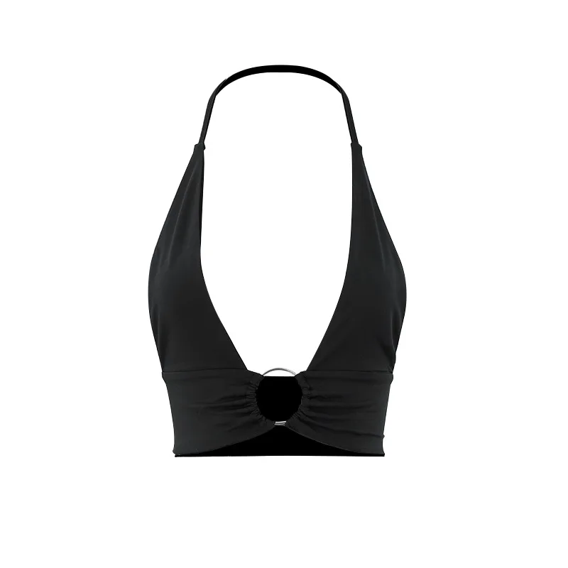 Summer Women Sexy Super-short Tank Tops Patchwork Camis Solid Hollow Out Tops Ladies Sleeveless Strapless V-neck Slim Top Vests