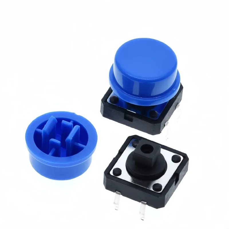 5PCS Tactile Push Button Switch Momentary 12*12*7.3MM Micro switch button + 5PCS Tact Cap(5 colors) for Arduino Switch