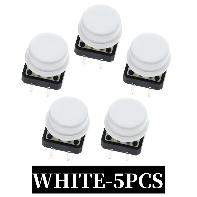 5PCS Tactile Push Button Switch Momentary 12*12*7.3MM Micro switch button + 5PCS Tact Cap(5 colors) for Arduino Switch