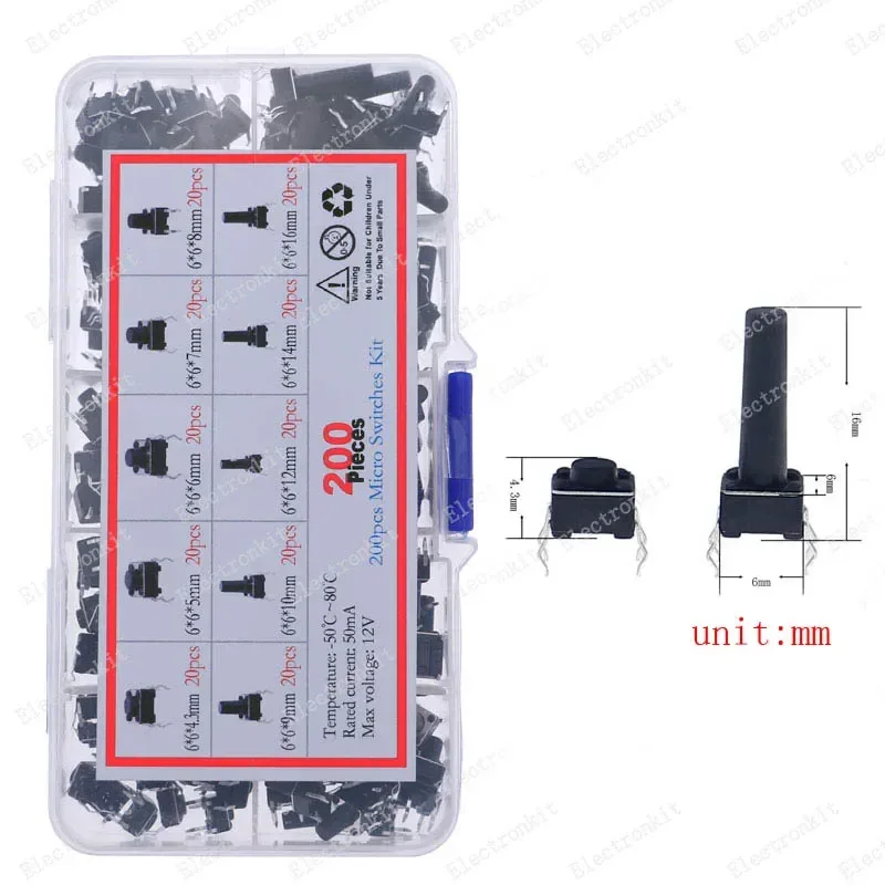 Micro Switch types kit push button tact switch reset mini leaf switch on-off power SMD dip 2x4 3x6 4x4 6 12x12 DIY set