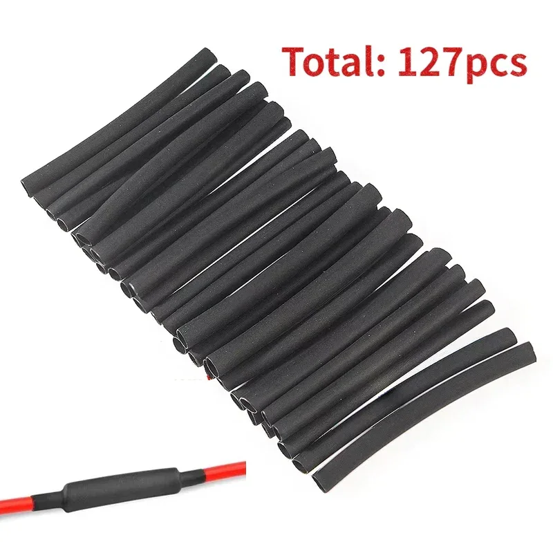 127PCS Heat-shrink Tubing Kit 2:1 black Thermoresistant Tube Electrical Connection Wire Cable Insulation Sleeving