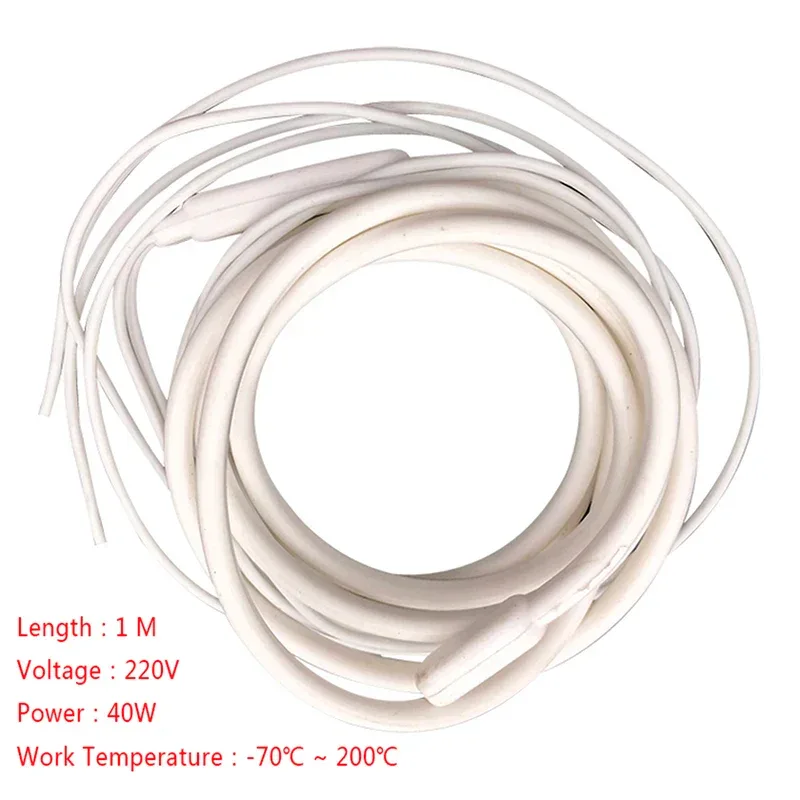 1 Meter 220V 70 Celsius 40W Waterproof Silicone Insulated Heater Wire Unfreezer for Drain-pipe Electrical Wires