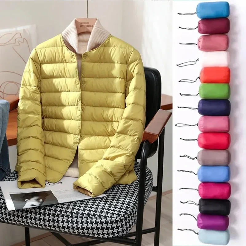 Light Down Coat Spring Autumn Warm Women White Duck Down Slim Jackets Female Fashion Ultra Lightweight Packable Puffer Coats