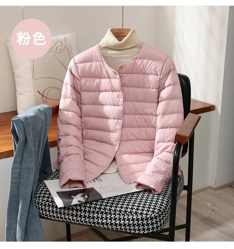 Light Down Coat Spring Autumn Warm Women White Duck Down Slim Jackets Female Fashion Ultra Lightweight Packable Puffer Coats