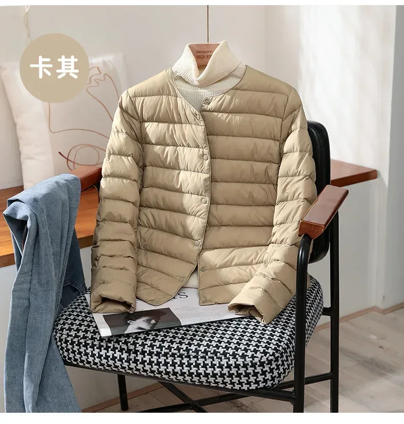 Light Down Coat Spring Autumn Warm Women White Duck Down Slim Jackets Female Fashion Ultra Lightweight Packable Puffer Coats
