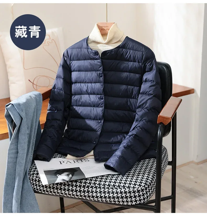 Light Down Coat Spring Autumn Warm Women White Duck Down Slim Jackets Female Fashion Ultra Lightweight Packable Puffer Coats