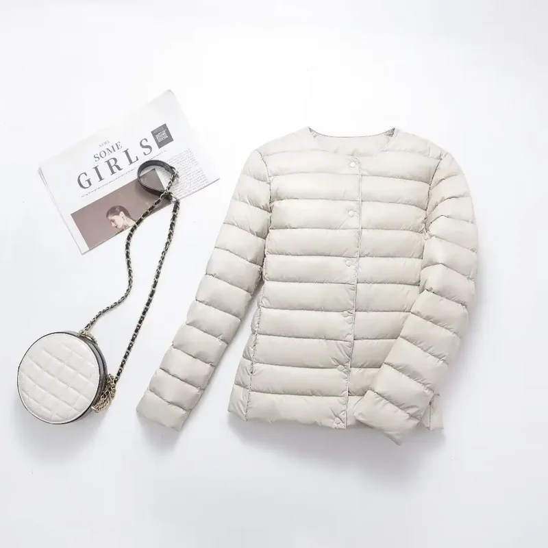 Light Down Coat Spring Autumn Warm Women White Duck Down Slim Jackets Female Fashion Ultra Lightweight Packable Puffer Coats