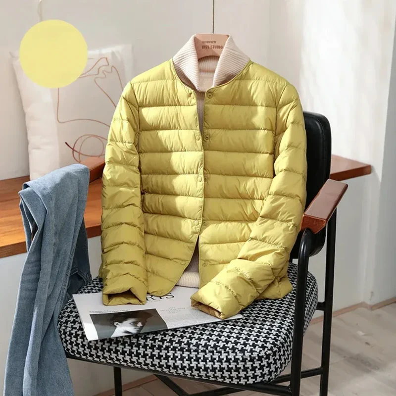 Light Down Coat Spring Autumn Warm Women White Duck Down Slim Jackets Female Fashion Ultra Lightweight Packable Puffer Coats
