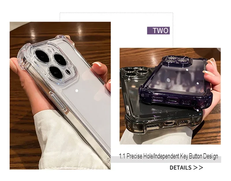 Luxury Shockproof Clear Phone Case For iPhone 15 14 13 12 11 Pro Max XR X XS Max Silicone Bumper Transparent Hard Back Cover