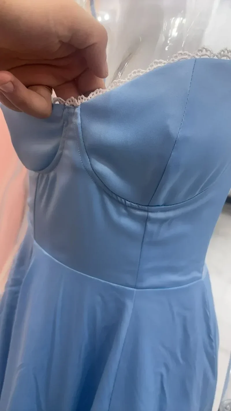 2026 Spring/summer High End Satin Strapless Heavy Industry French Waist Strap Sexy Hot Girl Medium Long Dress Women Elegant