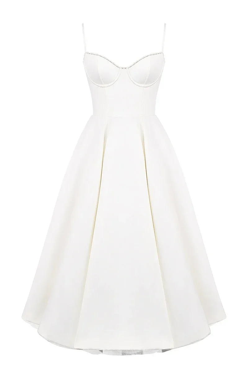 2026 Spring/summer High End Satin Strapless Heavy Industry French Waist Strap Sexy Hot Girl Medium Long Dress Women Elegant