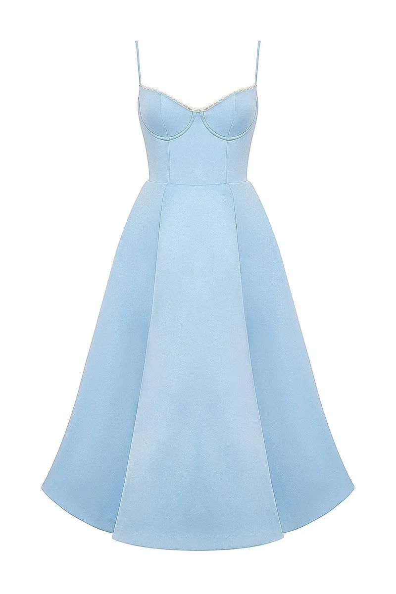 2026 Spring/summer High End Satin Strapless Heavy Industry French Waist Strap Sexy Hot Girl Medium Long Dress Women Elegant