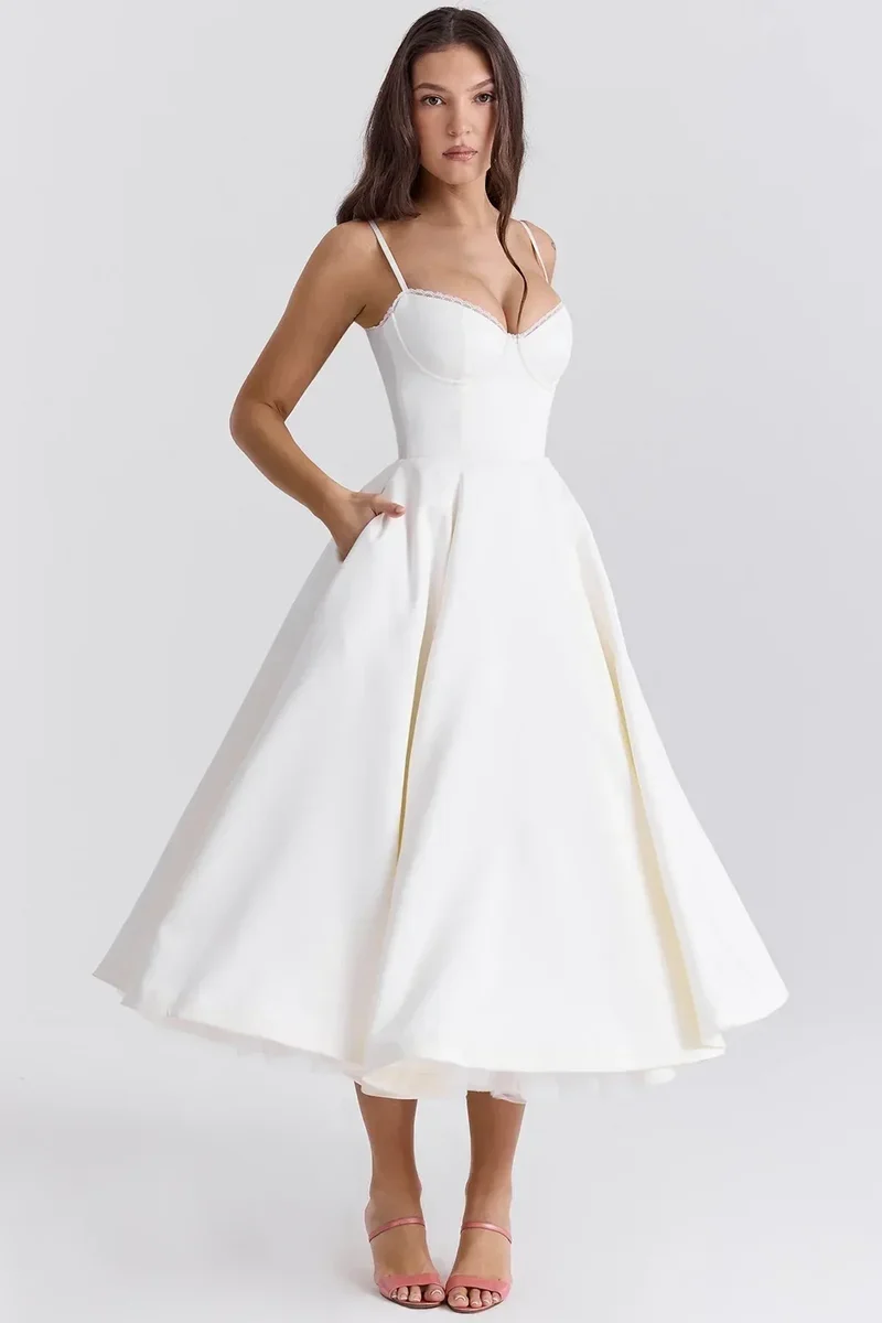 2026 Spring/summer High End Satin Strapless Heavy Industry French Waist Strap Sexy Hot Girl Medium Long Dress Women Elegant