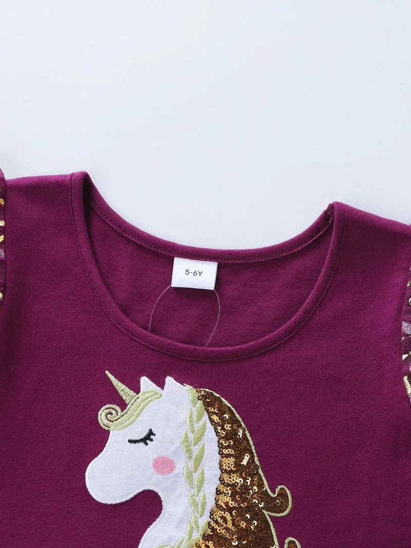 Girls' Unicorn Dress: Children's Spring/Summer New Sleeveless Embroidered Party Dress SH1696