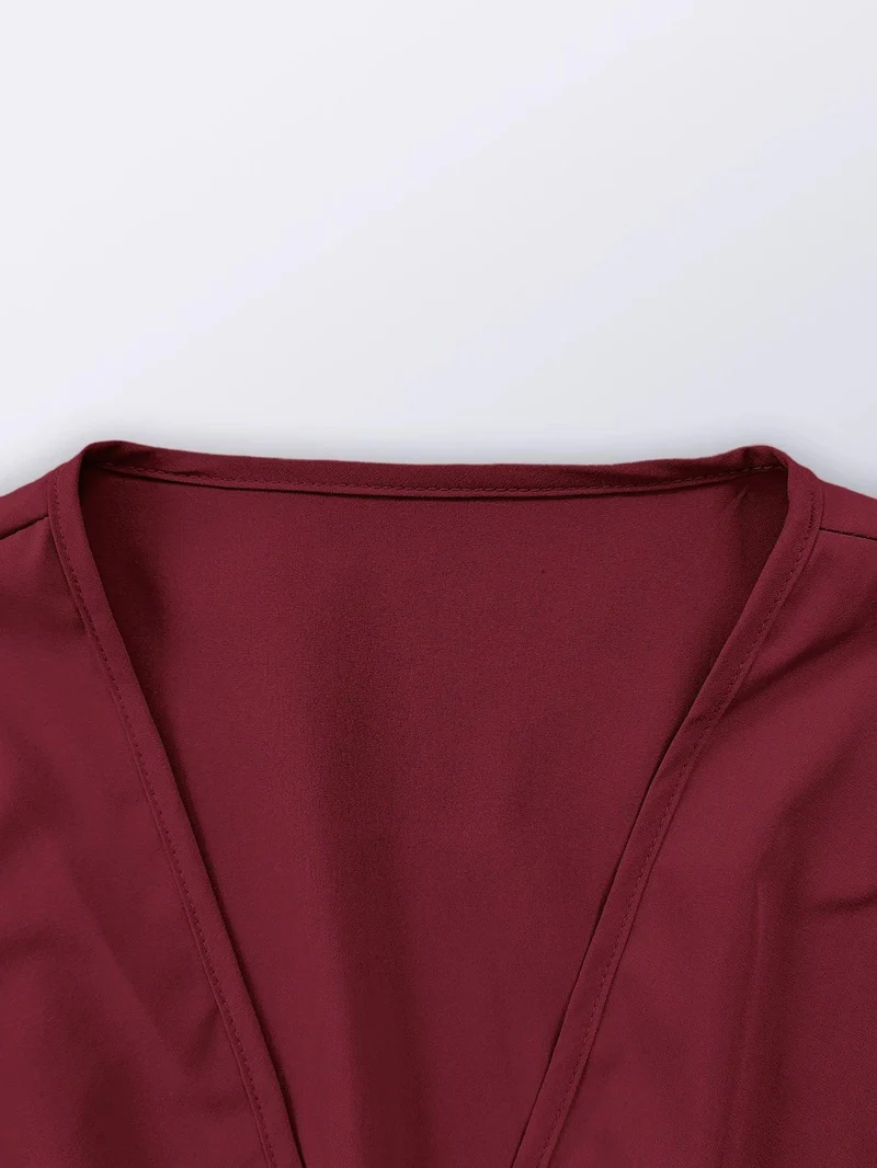 Spring Summer Vacation High Split V-Neck Long Sleeve Dresses for Women Bridesmaid Dress