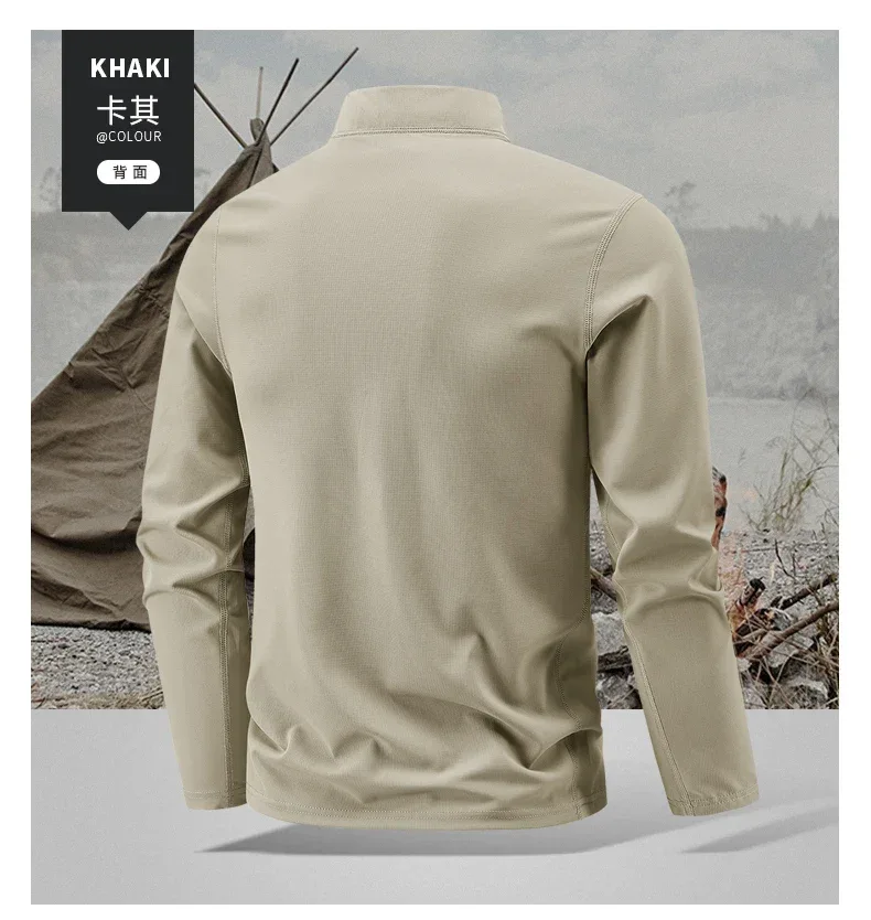 Quick Dry Men's Polo Shirt Stand Collar Pullover Male Long Sleeve Half Zipper Spring Big Size Plus Large 6XL 7XL 8XL Sport Golf