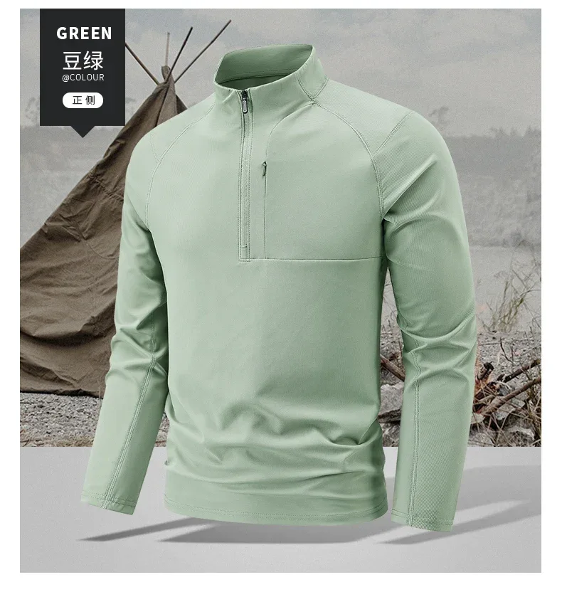 Quick Dry Men's Polo Shirt Stand Collar Pullover Male Long Sleeve Half Zipper Spring Big Size Plus Large 6XL 7XL 8XL Sport Golf