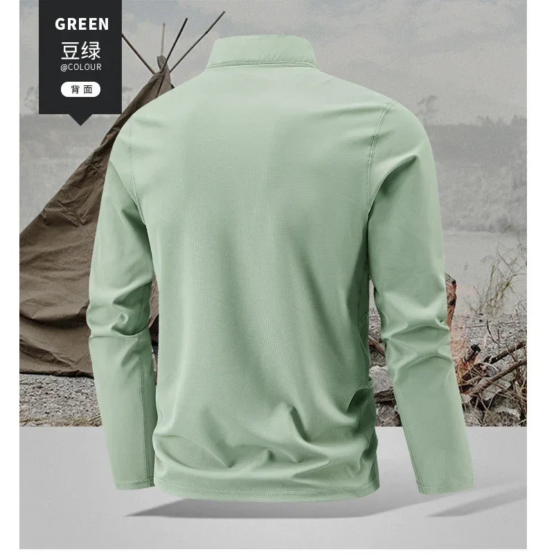 Quick Dry Men's Polo Shirt Stand Collar Pullover Male Long Sleeve Half Zipper Spring Big Size Plus Large 6XL 7XL 8XL Sport Golf
