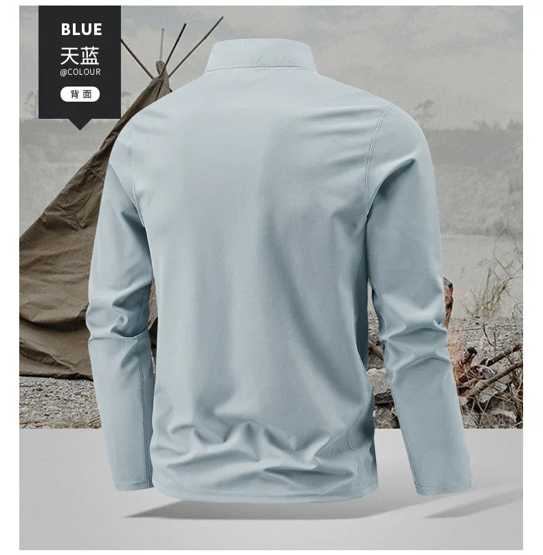 Quick Dry Men's Polo Shirt Stand Collar Pullover Male Long Sleeve Half Zipper Spring Big Size Plus Large 6XL 7XL 8XL Sport Golf