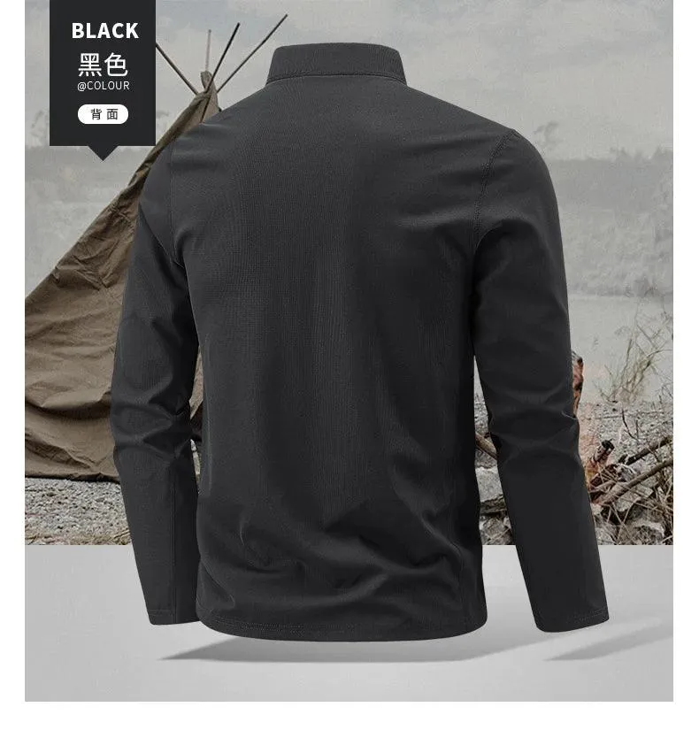 Quick Dry Men's Polo Shirt Stand Collar Pullover Male Long Sleeve Half Zipper Spring Big Size Plus Large 6XL 7XL 8XL Sport Golf
