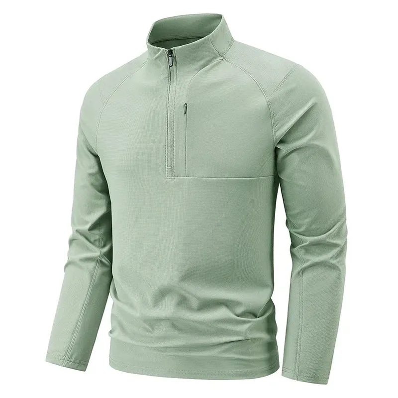 Quick Dry Men's Polo Shirt Stand Collar Pullover Male Long Sleeve Half Zipper Spring Big Size Plus Large 6XL 7XL 8XL Sport Golf