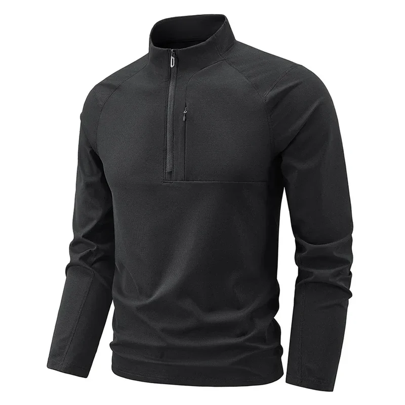 Quick Dry Men's Polo Shirt Stand Collar Pullover Male Long Sleeve Half Zipper Spring Big Size Plus Large 6XL 7XL 8XL Sport Golf
