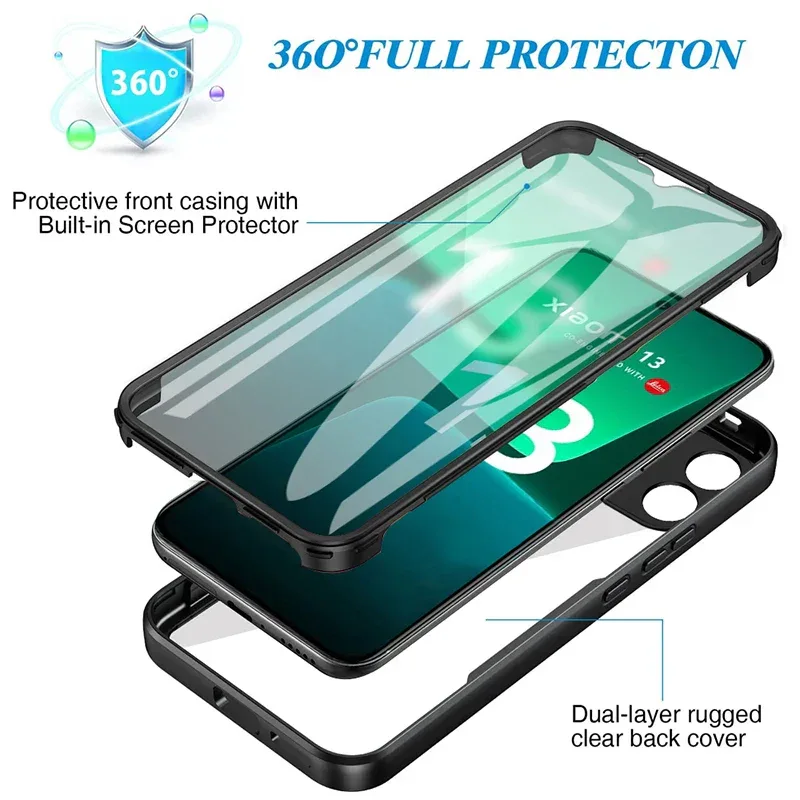 360 Full Body Protective Phone Case For Xiaomi Mi 14 Ultra Mi14 13 12 Pro Xiaomi 13T 12T Mi 13 12 Lite 12X Built Screen Cover