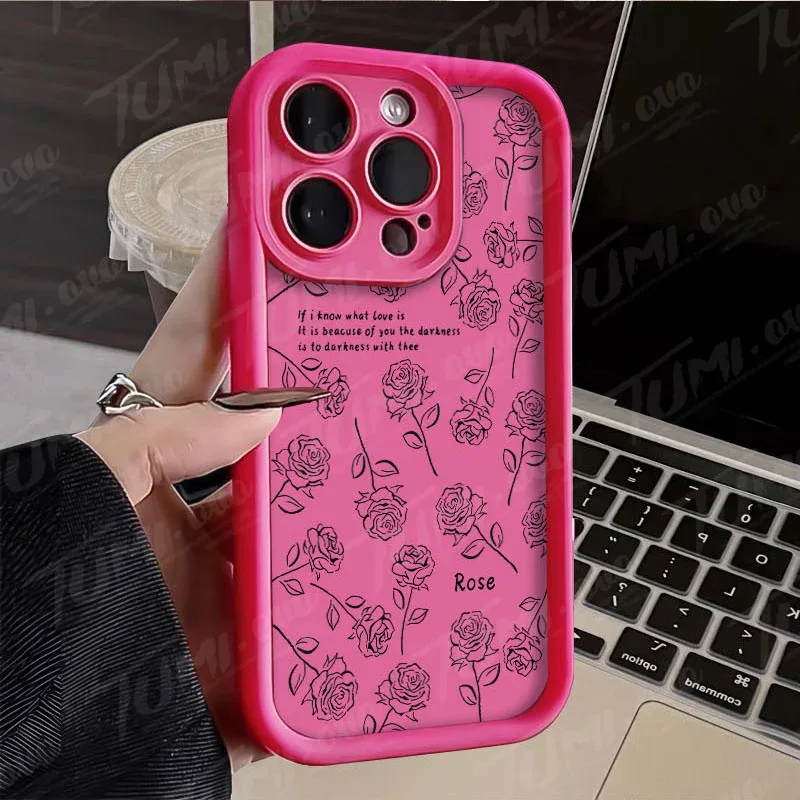 Rose Flower Bowknot Silicone Phone Case for Xiaomi Redmi Note 13 12 11 Pro Plus 12S 11S 10S 10 9 9S 8 12C 13C Matte Back Cover