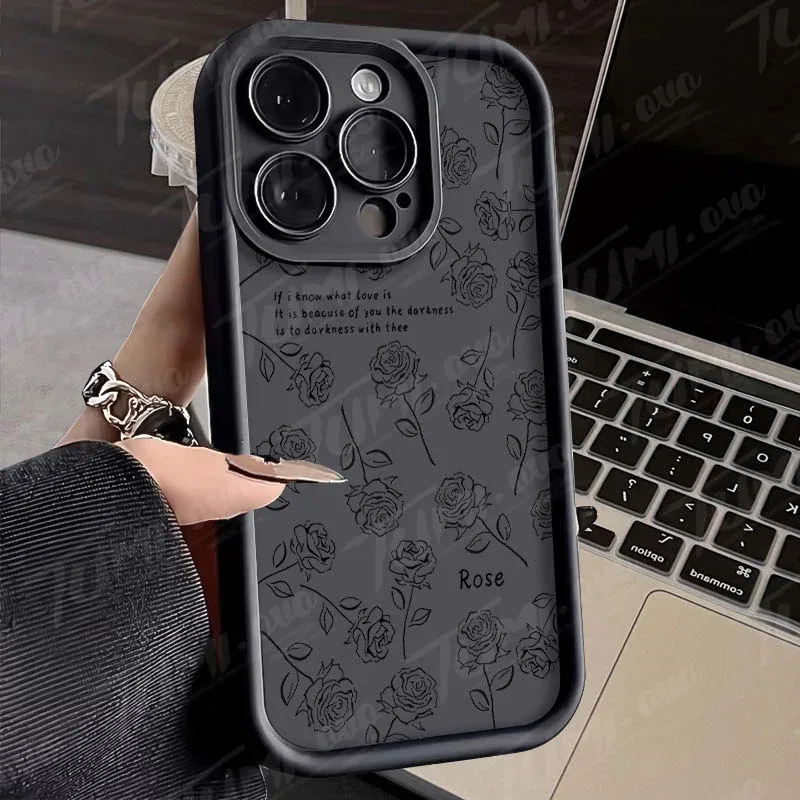 Rose Flower Bowknot Silicone Phone Case for Xiaomi Redmi Note 13 12 11 Pro Plus 12S 11S 10S 10 9 9S 8 12C 13C Matte Back Cover