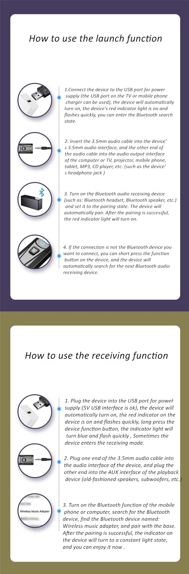 Wireless Tv Earbud Tws Bluetooth Headset with USB Adaptor 9D Stereo Earphone CVC Noise Cancelling 2000mA Charging Box Mic for TV