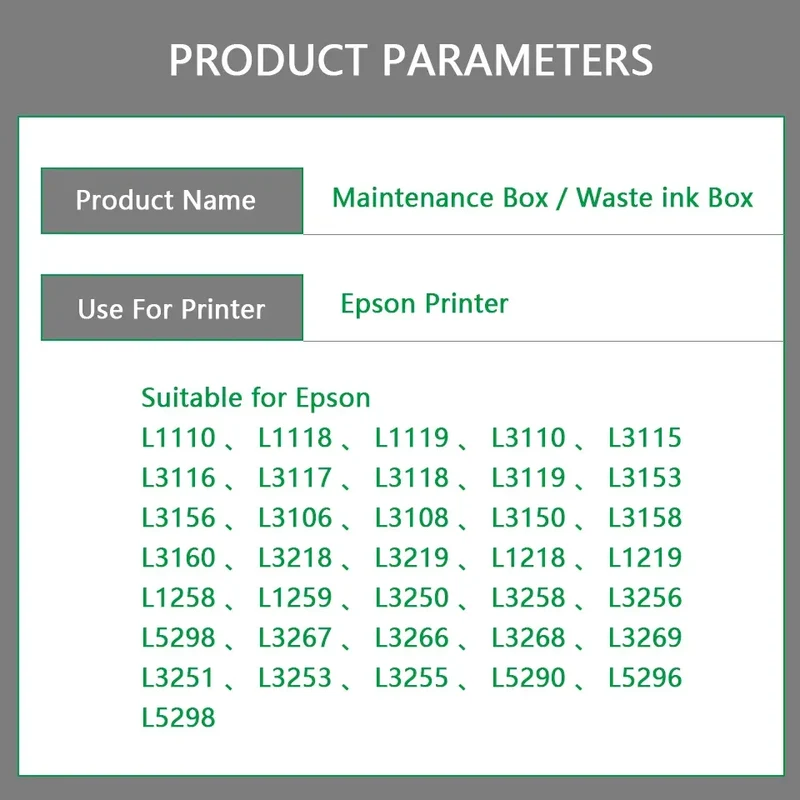 Maintenance Box Waste Ink Collector Tank For Epson L3218 L3156 L3210 L3250 L1210 L5290 L3253 L3258 Printer Blotting Sponge Pad