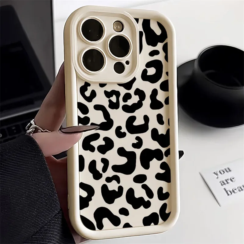 Leopard Print Phone Case For iPhone 13 Case iPhone 11 12 15 14 Pro Max X XR XS MAX 7 8 Plus SE Shockproof Silicone Soft Cover