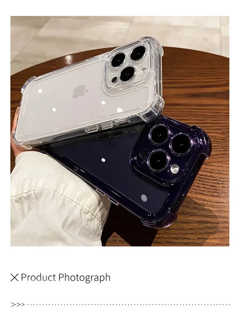 Luxury Shockproof Clear Phone Case For iPhone 15 14 13 12 11 Pro Max XR X XS Max Silicone Bumper Transparent Hard Back Cover