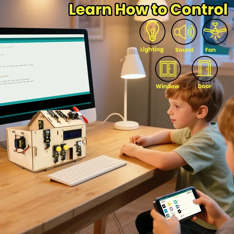 Keyestudio Smart Home IOT Kit With PLUS Board+15 Projects Tutorial For Arduino STEAM House Kit DIY Electronic Kit CE Compliant