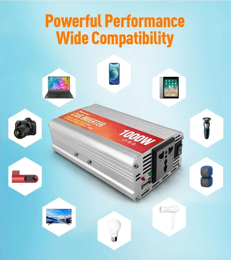 Car Inverter 12V 220V 200W-1000W AC Power Converter With 5V USB Sine Wave Car Inverter Charger Conversion Equipment