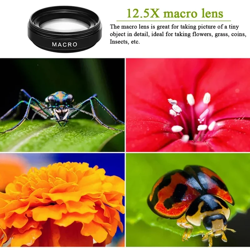 Professional 2 in 1 Lens Universal Clip 37mm Cell Phone Lens 0.45x 49uv Super Wide Angle + Macro HD Lens for All Smartphones