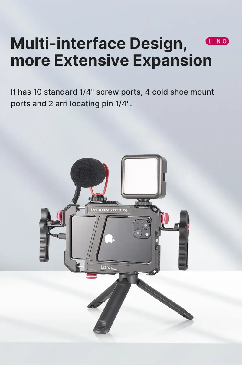 Ulanzi Lino Cage for iPhone 16 15 14 13 X XR XS Max Mini/Pro/Pro Max Smartphone Handle Grip Phone Smartphone Vlog Video