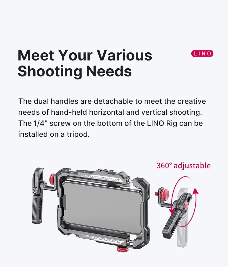 Ulanzi Lino Cage for iPhone 16 15 14 13 X XR XS Max Mini/Pro/Pro Max Smartphone Handle Grip Phone Smartphone Vlog Video