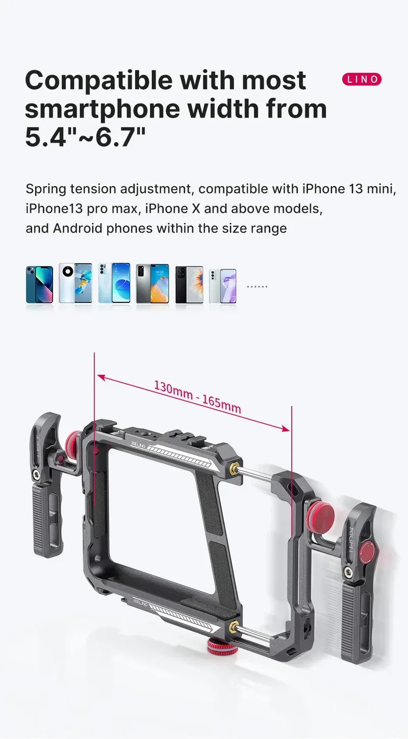 Ulanzi Lino Cage for iPhone 16 15 14 13 X XR XS Max Mini/Pro/Pro Max Smartphone Handle Grip Phone Smartphone Vlog Video