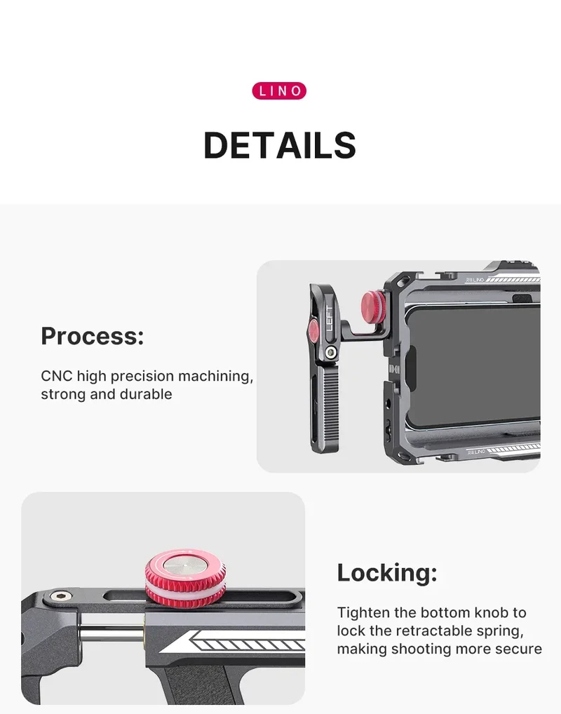 Ulanzi Lino Cage for iPhone 16 15 14 13 X XR XS Max Mini/Pro/Pro Max Smartphone Handle Grip Phone Smartphone Vlog Video