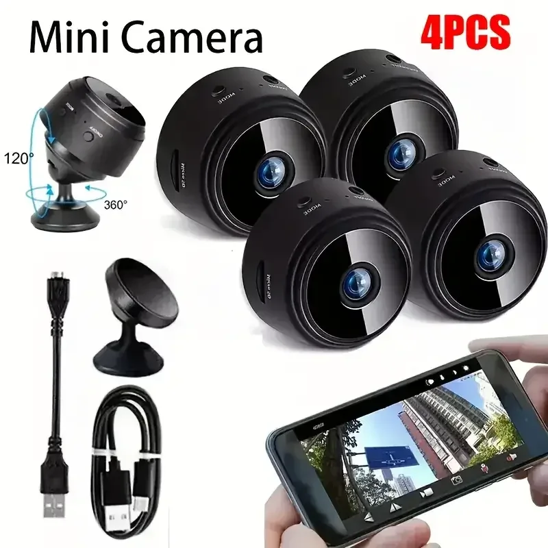 1/4pcs Mini Wireless Camera WiFi Hidden Camera Motion Detection, And Home Security for Indoor Outdoor Pet Monitoring USB Powered