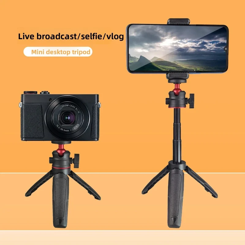 Desktop Camera Tripod with 360 Degree Rotating Ball Head Extendable Portable Selfie Stick Tripod for Smartphone Action Cameras