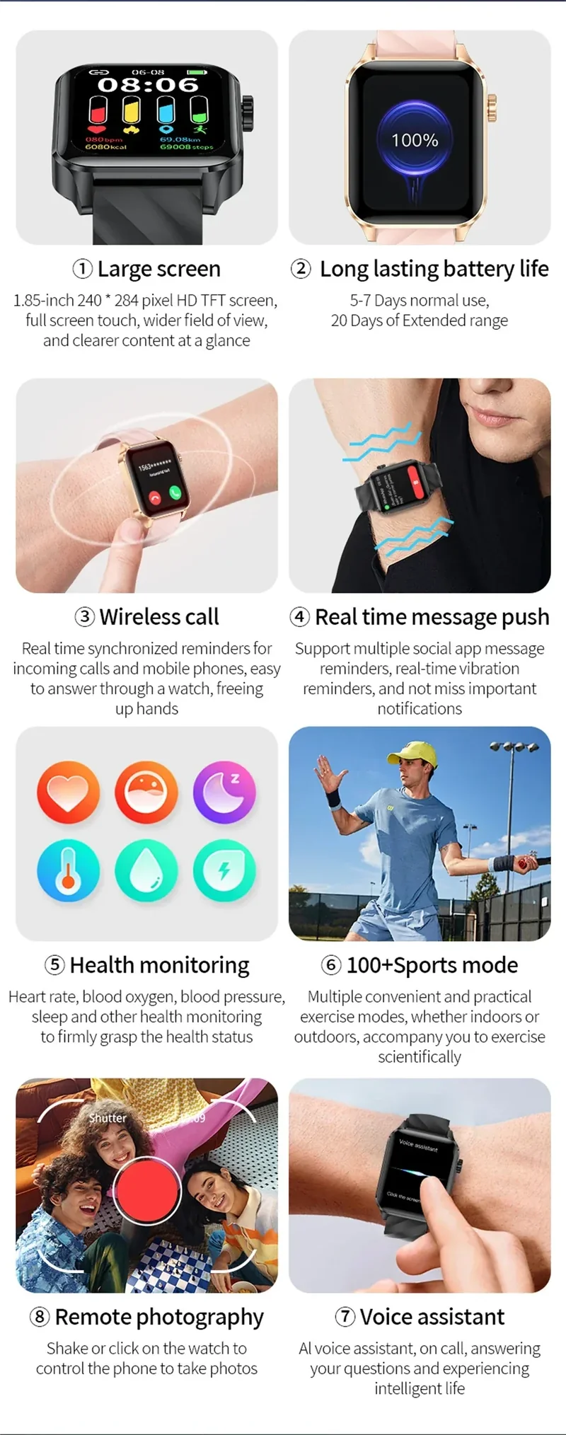 LIGE Smart Watch Sport Fitness Sleep Monitor Fashion Luxury Women's Watch Bluetooth Call Message Clearance Sale Men's Smartwatch