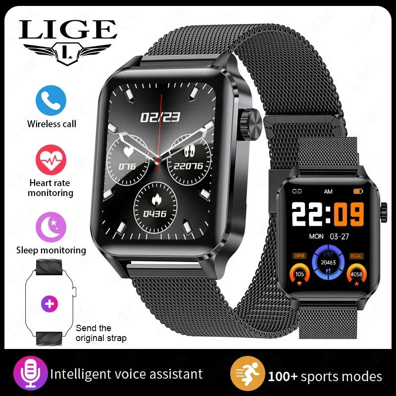 LIGE Smart Watch Sport Fitness Sleep Monitor Fashion Luxury Women's Watch Bluetooth Call Message Clearance Sale Men's Smartwatch