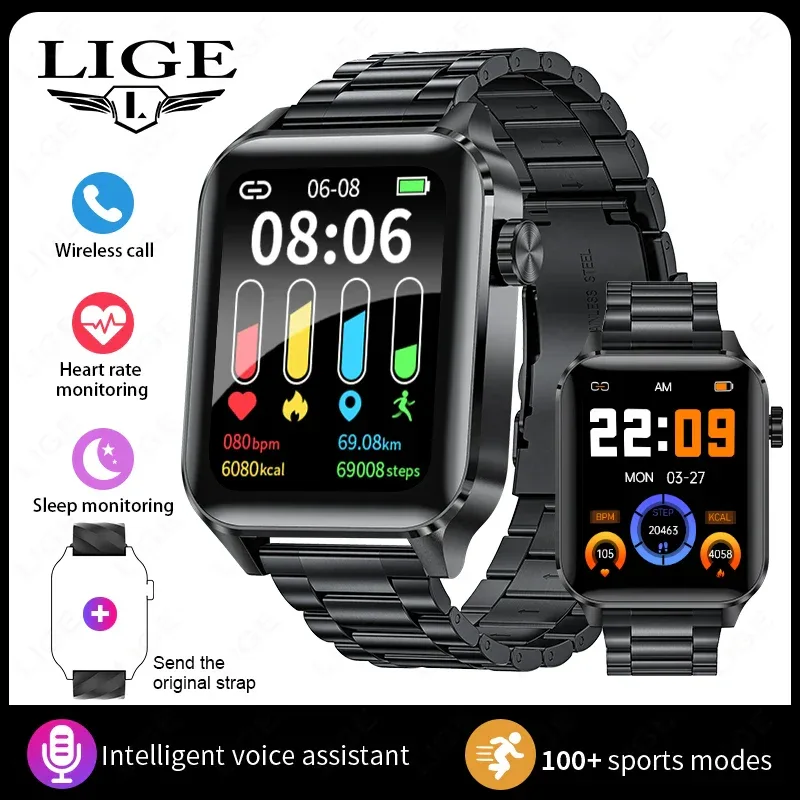 LIGE Smart Watch Sport Fitness Sleep Monitor Fashion Luxury Women's Watch Bluetooth Call Message Clearance Sale Men's Smartwatch