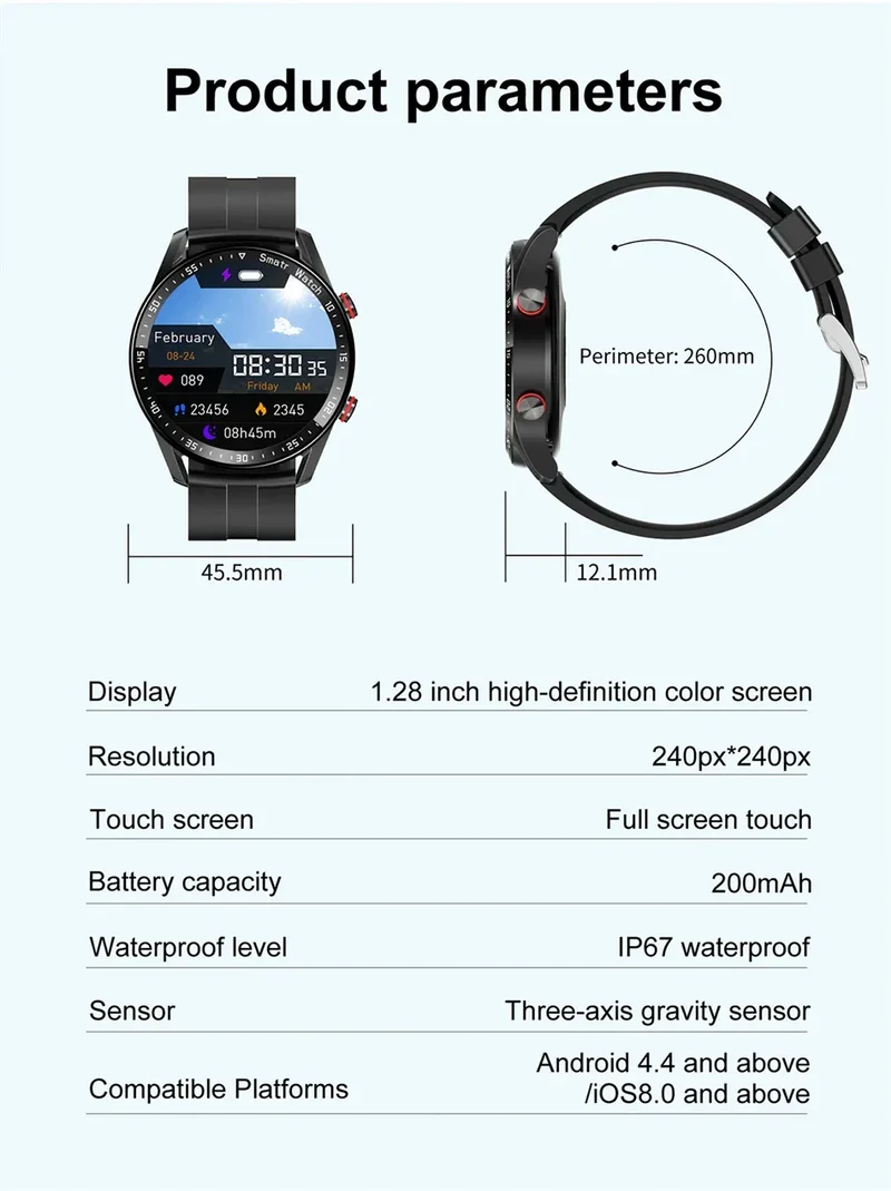 2026 New Voice Call Smart Watch Men GT Series HD AMOLED Screen Heart Rate Sports Watch ECG+PPG Health Smartwatch For Android IOS