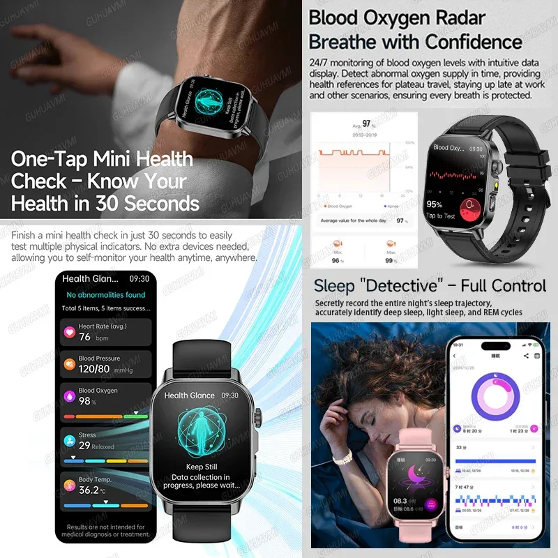 2026 New Health Smart Watch Precise Measurement ECG+PPG Blood Pressure Uric Acid Body Fat Analysis call SmartWatch For Men Women